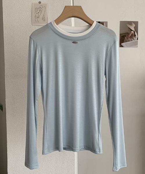 SHEPP(シープ)の「【26年秋冬新作】バイカラー配色リンガー長袖Tシャツ(Tシャツ/カットソー・レディース・ブルー/イエロー/ピンク/レッド/グレー/ブラウン/ブラック/ホワイト・F)」の19枚目の写真
