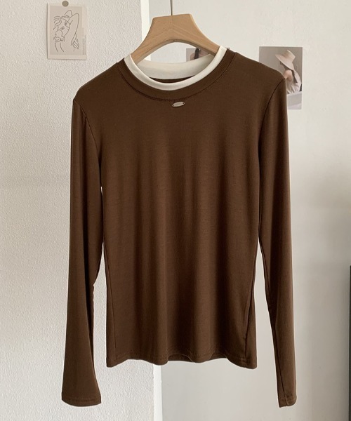 SHEPP(シープ)の「【26年秋冬新作】バイカラー配色リンガー長袖Tシャツ(Tシャツ/カットソー・レディース・ブルー/イエロー/ピンク/レッド/グレー/ブラウン/ブラック/ホワイト・F)」の18枚目の写真