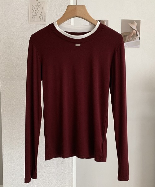 SHEPP(シープ)の「【26年秋冬新作】バイカラー配色リンガー長袖Tシャツ(Tシャツ/カットソー・レディース・ブルー/イエロー/ピンク/レッド/グレー/ブラウン/ブラック/ホワイト・F)」の22枚目の写真
