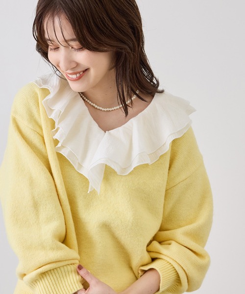 ROPE' PICNIC（ロペピクニック）の「取り外し可能ラッフル フリル ニット プルオーバー（ニット/セーター・レディース・グレー/ホワイト系その他5/ベージュ/ラベンダー/イエロー系その他・FREE）」の5枚目の写真