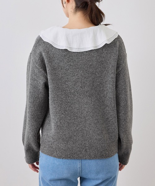 ROPE' PICNIC（ロペピクニック）の「取り外し可能ラッフル フリル ニット プルオーバー（ニット/セーター・レディース・グレー/ホワイト系その他5/ベージュ/ラベンダー/イエロー系その他・FREE）」の12枚目の写真