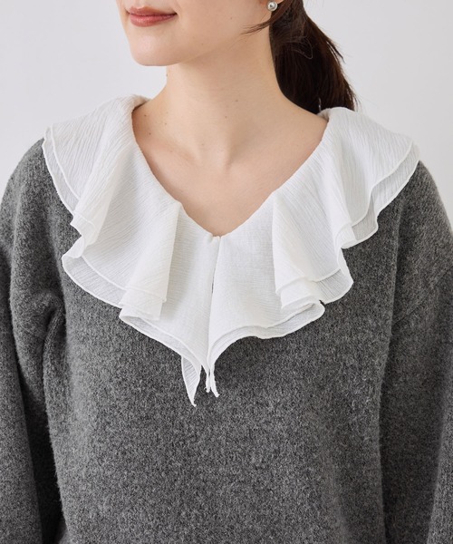 ROPE' PICNIC（ロペピクニック）の「取り外し可能ラッフル フリル ニット プルオーバー（ニット/セーター・レディース・グレー/ホワイト系その他5/ベージュ/ラベンダー/イエロー系その他・FREE）」の13枚目の写真
