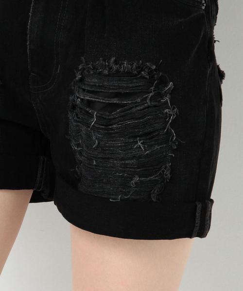 Another Edition（アナザーエディション）の「ダメージブラックデニムショートパンツ/AEBC DAMAGE BLK/DNM SRT◆（デニムパンツ・レディース・ブラック・SMALL/MEDIUM）」の9枚目の写真