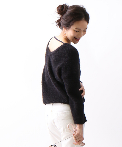 Abahouse Devinette（ドゥヴィネット）の「コットンシャギープルオーバー【BAILA 2017年04月号掲載】（ニット/セーター・レディース・オレンジ系その他/ネイビー・FREE）」の2枚目の写真