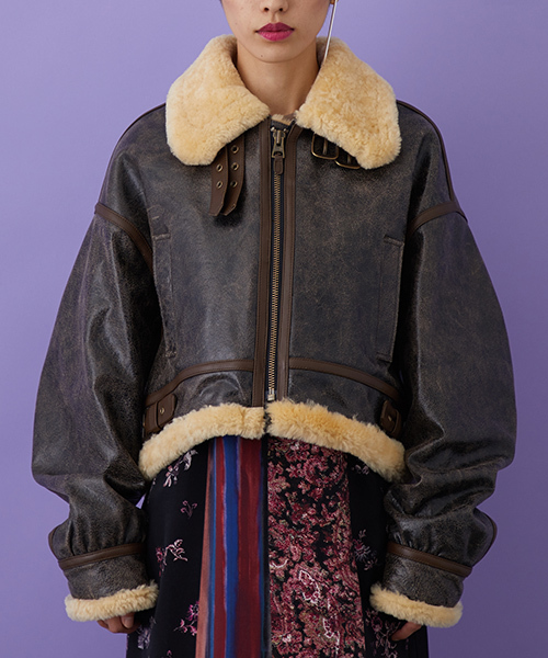 ★本革【STUDIOUS】アンティークレザービッグブルゾン B-3 STUDIOUS（ステュディオス）の「アンティークレザービッグブルゾン