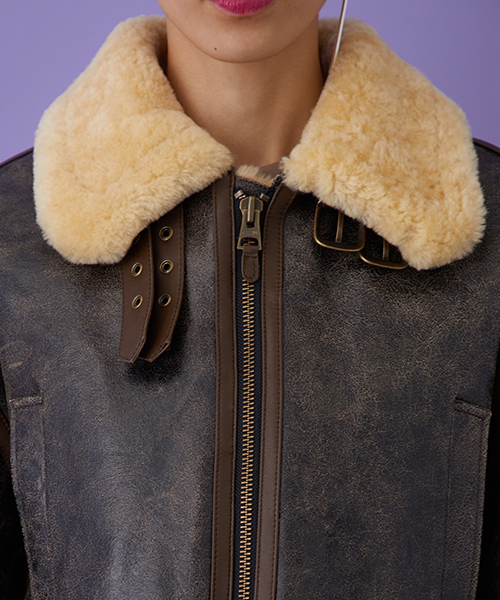 ★本革【STUDIOUS】アンティークレザービッグブルゾン B-3 STUDIOUS（ステュディオス）の「アンティークレザービッグブルゾン