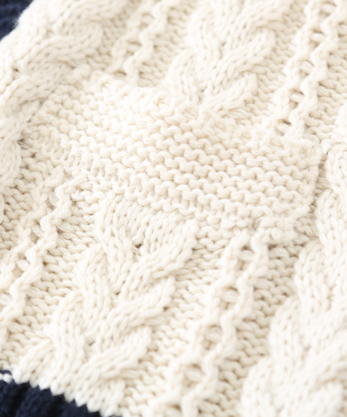 CUBE SUGAR(キューブシュガー)の「ウール混ケーブル柄切替カーディガン(カーディガン/ボレロ・レディース・ナチュラル/トップグレー/マスタード/ネイビー/マルチ・M)」の16枚目の写真