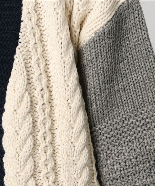 CUBE SUGAR(キューブシュガー)の「ウール混ケーブル柄切替カーディガン(カーディガン/ボレロ・レディース・ナチュラル/トップグレー/マスタード/ネイビー/マルチ・M)」の20枚目の写真