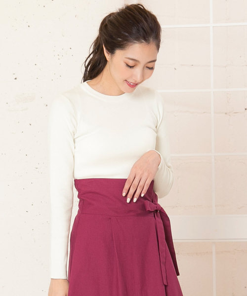 KOBE LETTUCE（コウベレタス）の「ベーシックUネックハイゲージニットトップス/レディース/セーター[C2912]神戸レタス（ニット/セーター・レディース・ブラック系その他/ブラック/グリーン/グレイッシュベージュ/パープル/ブラウン/オフホワイト/マスタード・FREE）」の2枚目の写真