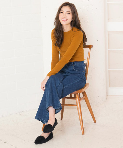 KOBE LETTUCE（コウベレタス）の「ベーシックUネックハイゲージニットトップス/レディース/セーター[C2912]神戸レタス（ニット/セーター・レディース・ブラック系その他/ブラック/グリーン/グレイッシュベージュ/パープル/ブラウン/オフホワイト/マスタード・FREE）」の10枚目の写真