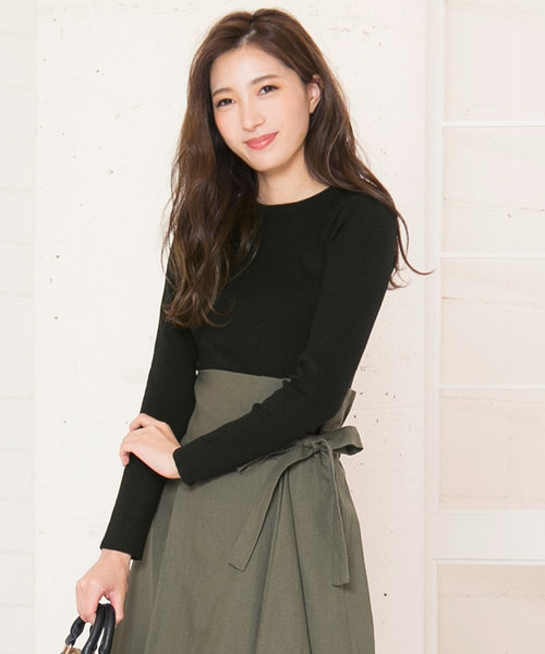 KOBE LETTUCE（コウベレタス）の「ベーシックUネックハイゲージニットトップス/レディース/セーター[C2912]神戸レタス（ニット/セーター・レディース・ブラック系その他/ブラック/グリーン/グレイッシュベージュ/パープル/ブラウン/オフホワイト/マスタード・FREE）」の9枚目の写真