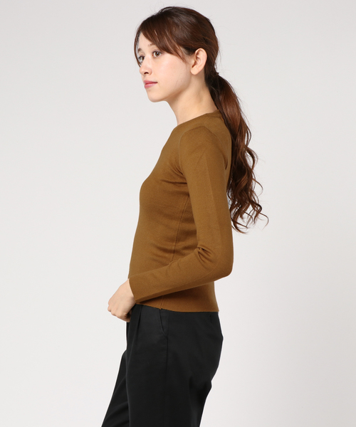 KOBE LETTUCE（コウベレタス）の「ベーシックUネックハイゲージニットトップス/レディース/セーター[C2912]神戸レタス（ニット/セーター・レディース・ブラック系その他/ブラック/グリーン/グレイッシュベージュ/パープル/ブラウン/オフホワイト/マスタード・FREE）」の14枚目の写真