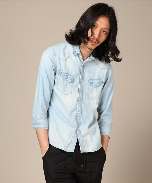 NANO universe（ナノユニバース）の「別注エアーデニムウェスタンシャツ 7/S（シャツ/ブラウス・メンズ・サックスブルー/ブルー/インディゴブルー/その他1・MEDIUM/LARGE/SMALL）」の2枚目の写真