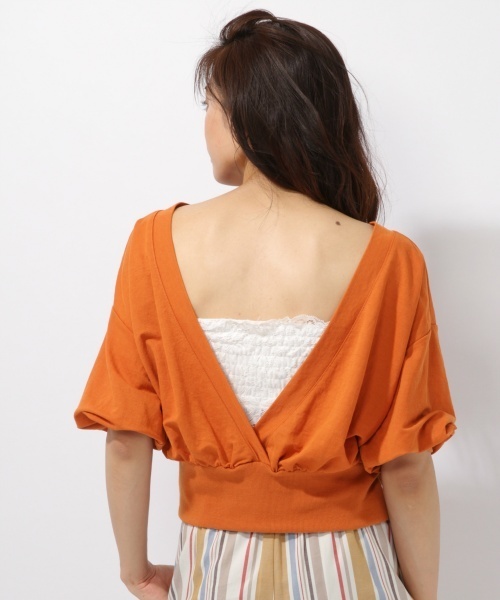 laboratory work（ラボラトリーワーク）の「2wayカシュクールプルオーバー（Tシャツ/カットソー・レディース・ホワイト/ブラック/ダークオレンジ・MEDIUM）」の18枚目の写真