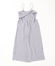 Eツイルサイドスリットキャミソールリボンデザインサロペット