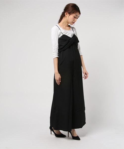 STYLEBLOCK（スタイルブロック）の「Eツイルサイドスリットキャミソールリボンデザインサロペット（サロペット/オーバーオール・レディース・ベージュ/グレー/ネイビー/ブラック・M）」の2枚目の写真
