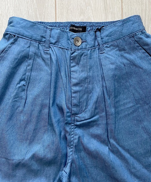 BEATJIVE(ビートジャイブ)の「クロップドパンツ スラックス デニム 薄手 シェフパンツ ワイド テーパード イージーパンツ レディース 夏 接触冷感(デニムパンツ・レディース・インディゴブルー/サックスブルー/ブラック/ライトブラック・2/3)」の12枚目の写真