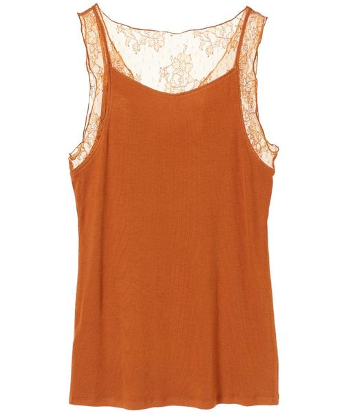 YECCA VECCA（イェッカヴェッカ）の「チュールMIXタンクトップ（タンクトップ・レディース・ブラック/ライトベージュ/モカ/キャメル/グリーン・FREE）」の11枚目の写真