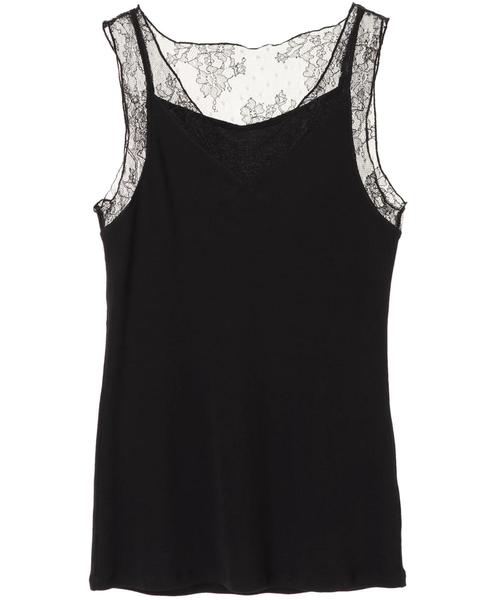 YECCA VECCA（イェッカヴェッカ）の「チュールMIXタンクトップ（タンクトップ・レディース・ブラック/ライトベージュ/モカ/キャメル/グリーン・FREE）」の6枚目の写真