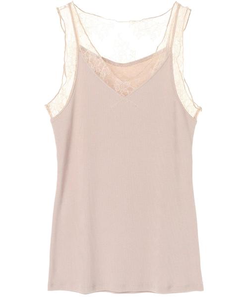 YECCA VECCA（イェッカヴェッカ）の「チュールMIXタンクトップ（タンクトップ・レディース・ブラック/ライトベージュ/モカ/キャメル/グリーン・FREE）」の7枚目の写真