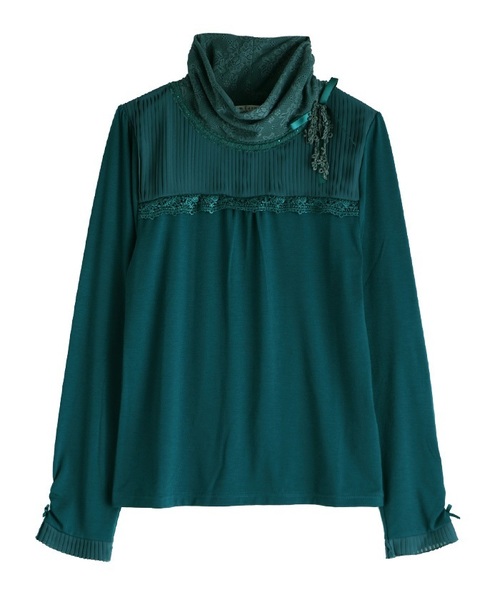axes femme（アクシーズファム）の「プリーツ使いタートルインナー（Tシャツ/カットソー・レディース・ブラック/ブルーグリーン/ワイン/キナリ・MEDIUM）」の3枚目の写真