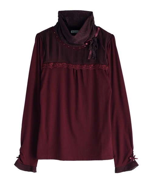 axes femme（アクシーズファム）の「プリーツ使いタートルインナー（Tシャツ/カットソー・レディース・ブラック/ブルーグリーン/ワイン/キナリ・MEDIUM）」の4枚目の写真