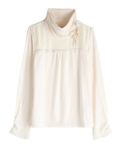 axes femme（アクシーズファム）の「プリーツ使いタートルインナー（Tシャツ/カットソー・レディース・ブラック/ブルーグリーン/ワイン/キナリ・MEDIUM）」の2枚目の写真