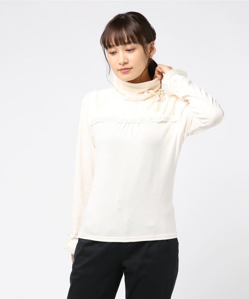 axes femme（アクシーズファム）の「プリーツ使いタートルインナー（Tシャツ/カットソー・レディース・ブラック/ブルーグリーン/ワイン/キナリ・MEDIUM）」の9枚目の写真