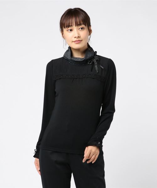 axes femme（アクシーズファム）の「プリーツ使いタートルインナー（Tシャツ/カットソー・レディース・ブラック/ブルーグリーン/ワイン/キナリ・MEDIUM）」の8枚目の写真