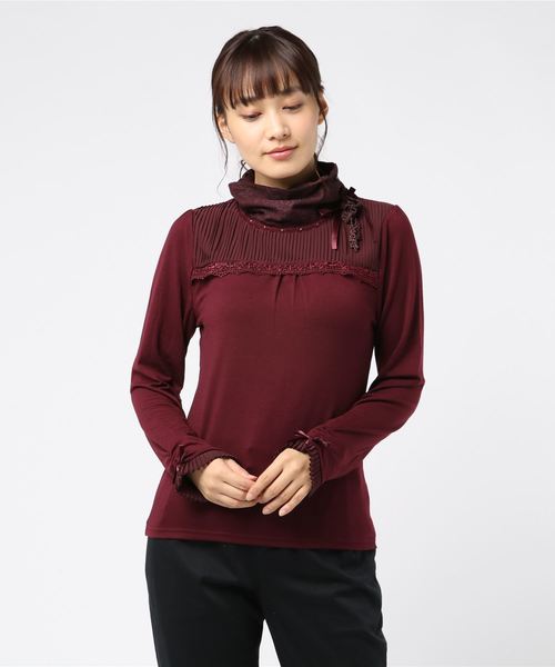 axes femme（アクシーズファム）の「プリーツ使いタートルインナー（Tシャツ/カットソー・レディース・ブラック/ブルーグリーン/ワイン/キナリ・MEDIUM）」の7枚目の写真