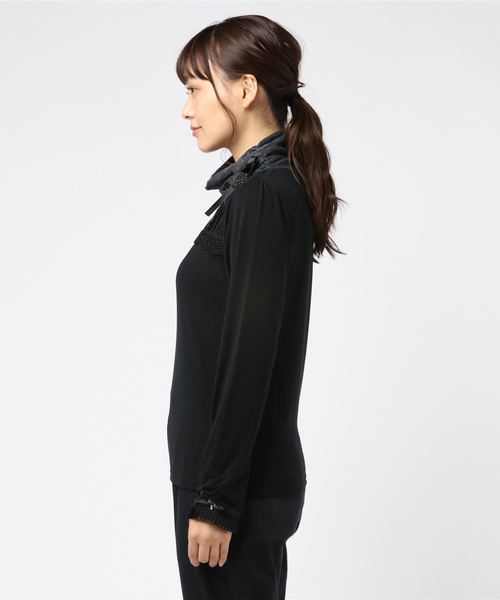 axes femme（アクシーズファム）の「プリーツ使いタートルインナー（Tシャツ/カットソー・レディース・ブラック/ブルーグリーン/ワイン/キナリ・MEDIUM）」の5枚目の写真