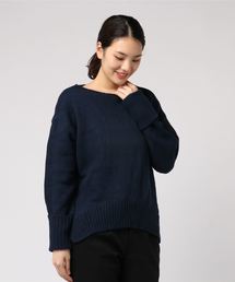 ［ハイネック/ボートネック］サイドスリット袖リブ折り返しゆるニット＊レディース/トップス/セーター[C3495]神戸レタス