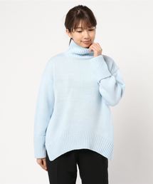 ［ハイネック/ボートネック］サイドスリット袖リブ折り返しゆるニット＊レディース/トップス/セーター[C3495]神戸レタス