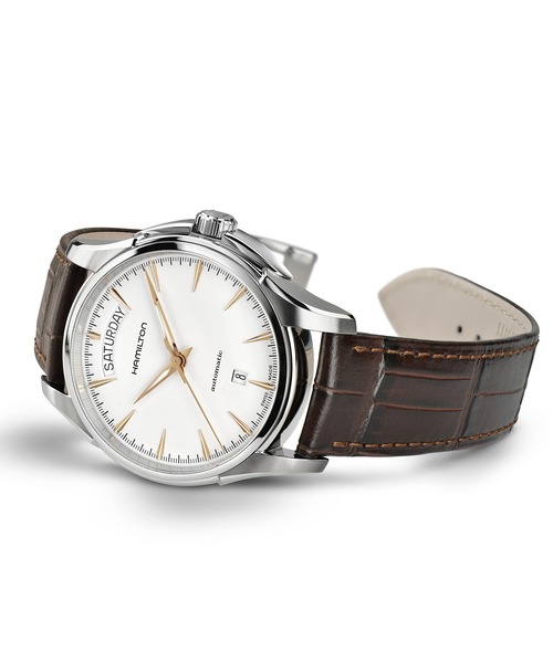 HAMILTON（ハミルトン）の「HAMILTON [ハミルトン] 腕時計 Jazzmaster （ジャズマスター） Day Date オート 自動巻き 40MM ホワイト×ブラウン（アナログ腕時計・メンズ・ホワイト・FREE）」の3枚目の写真