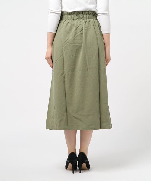 STYLEBLOCK(スタイルブロック)の「コットンボイルドロストウエストリボンロングスカート(スカート・レディース・カーキ/イエロー/ライトベージュ/ネイビー・M)」の6枚目の写真
