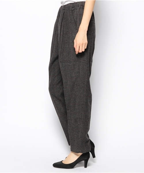 Kastane（カスタネ）の「【Kastane】ウールチェックイージーテーパードPT（スラックス・レディース・チャコールグレー/ダークグリーン・FREE）」の3枚目の写真