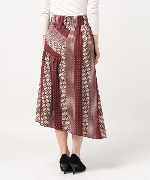 aquagirl(アクアガール)の「【aquagirl】パネル柄フレアミモレスカート(スカート・レディース・レッド/マスタード・FREE)」の3枚目の写真