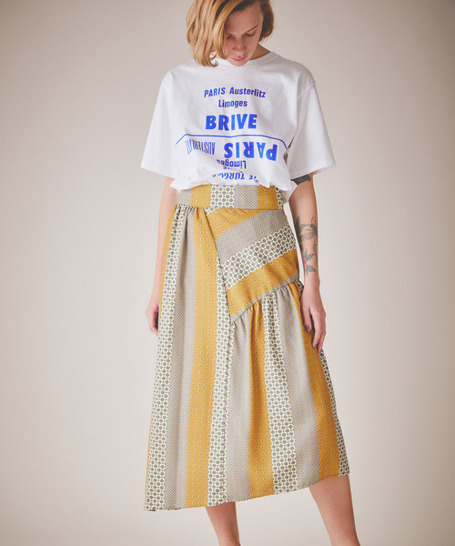 aquagirl(アクアガール)の「【aquagirl】パネル柄フレアミモレスカート(スカート・レディース・レッド/マスタード・FREE)」の6枚目の写真