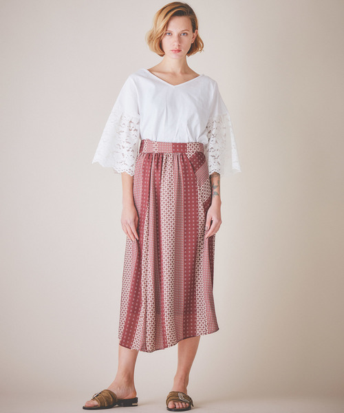 aquagirl(アクアガール)の「【aquagirl】パネル柄フレアミモレスカート(スカート・レディース・レッド/マスタード・FREE)」の16枚目の写真