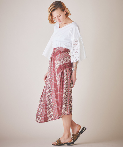 aquagirl(アクアガール)の「【aquagirl】パネル柄フレアミモレスカート(スカート・レディース・レッド/マスタード・FREE)」の21枚目の写真