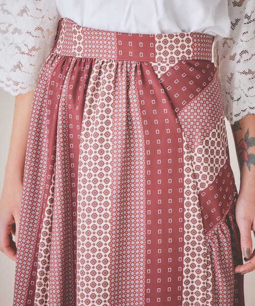 aquagirl(アクアガール)の「【aquagirl】パネル柄フレアミモレスカート(スカート・レディース・レッド/マスタード・FREE)」の14枚目の写真