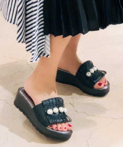 注目ブランド パールモチーフプラットフォームミュールサンダル サンダル Rose デザートローズ のファッション Rose Cerutti チェルッティ Cerutti チェルッティ セール Desert サンダル