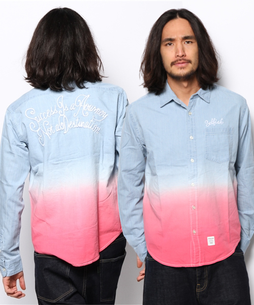 VENCEEXCHANGE(ヴァンスエクスチェンジ)の「M 4.5ozデニムグラデーションシャツ(シャツ/ブラウス・メンズ・ネイビー/イエロー/ピンク・SMALL/MEDIUM/LARGE)」の1枚目の写真