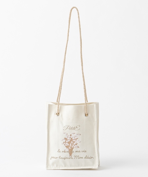 one after another NICE CLAUP(ワンアフターアナザーナイスクラップ)の「【Petite by NICE CLAUP】 スクエアトートバッグ(ショルダーバッグ・レディース・アイボリー/ベージュ・FREE)」の2枚目の写真