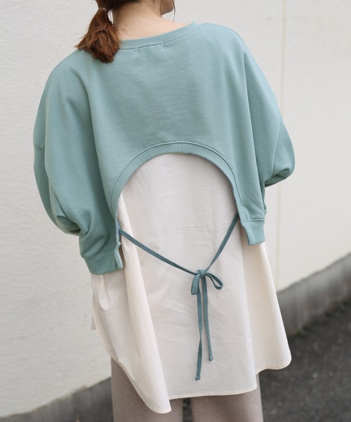 select MOCA（セレクトモカ）の「シャツドッキングプルオーバー（シャツ/ブラウス・レディース・サックスブルー/アイボリー/ライトカーキ/カーキオリーブ/チャコールグレー・FREE）」の5枚目の写真