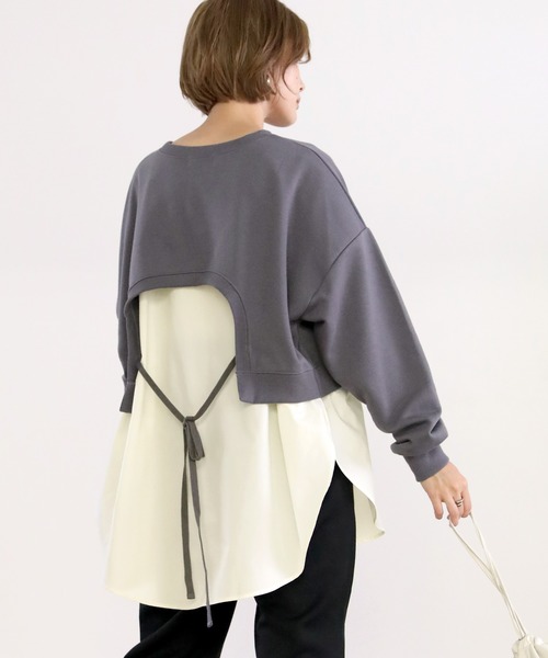 select MOCA（セレクトモカ）の「シャツドッキングプルオーバー（シャツ/ブラウス・レディース・サックスブルー/アイボリー/ライトカーキ/カーキオリーブ/チャコールグレー・FREE）」の2枚目の写真