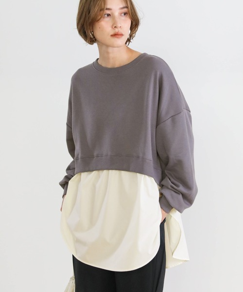 select MOCA（セレクトモカ）の「シャツドッキングプルオーバー（シャツ/ブラウス・レディース・サックスブルー/アイボリー/ライトカーキ/カーキオリーブ/チャコールグレー・FREE）」の7枚目の写真