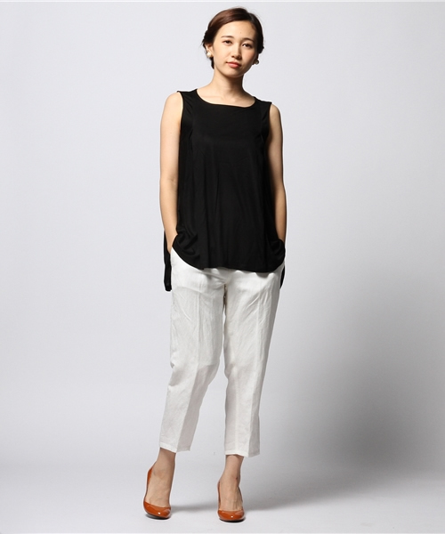 FIGARO Paris（フィガロパリ）の「◆レーヨンキュプラ天竺 ノースリーブフレアプルオーバー（Tシャツ/カットソー・レディース・ブラック/レッド・FREE）」の6枚目の写真