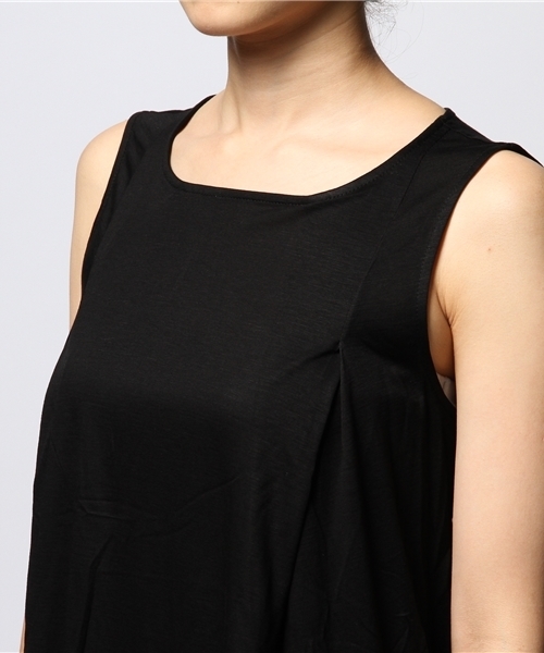 FIGARO Paris（フィガロパリ）の「◆レーヨンキュプラ天竺 ノースリーブフレアプルオーバー（Tシャツ/カットソー・レディース・ブラック/レッド・FREE）」の7枚目の写真