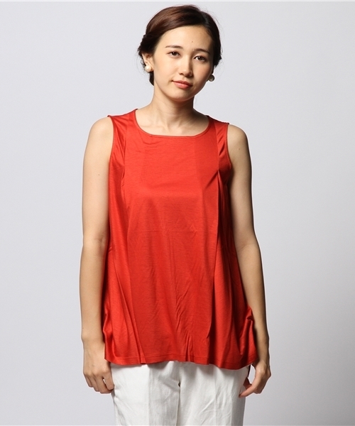 FIGARO Paris（フィガロパリ）の「◆レーヨンキュプラ天竺 ノースリーブフレアプルオーバー（Tシャツ/カットソー・レディース・ブラック/レッド・FREE）」の12枚目の写真